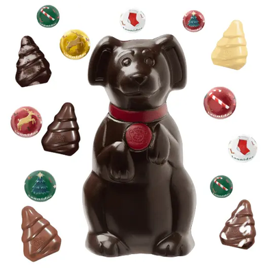 Leonidas Dark Chocolate Christmas Cat or Dog – Festive Hollow Figure with Novelty (Approx. 100g) Leonidas Kensington