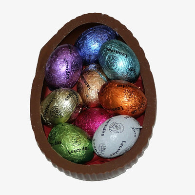 Leonidas Easter Half White Chocolate Egg with Assorted Mini Eggs, 180g Approx Leonidas Kensington