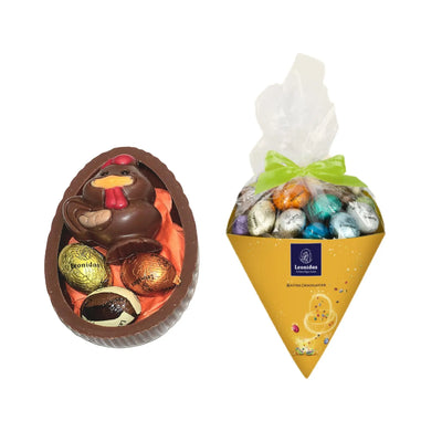 Leonidas Easter Mini Eggs Cone & Milk Chocolate Half Egg With Novelty Leonidas Kensington