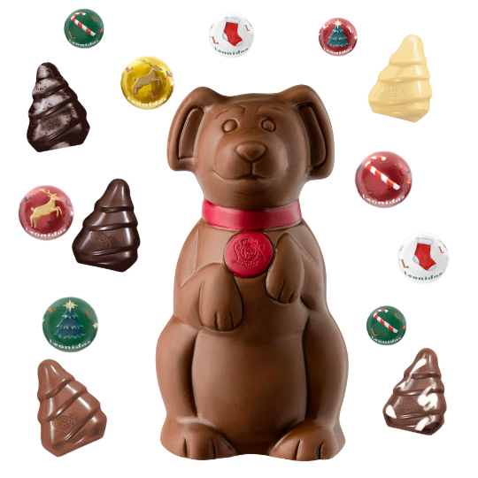 Leonidas Milk Chocolate Christmas Cat or Dog – Festive Hollow Figure with Novelty (Approx. 100g) Leonidas Kensington