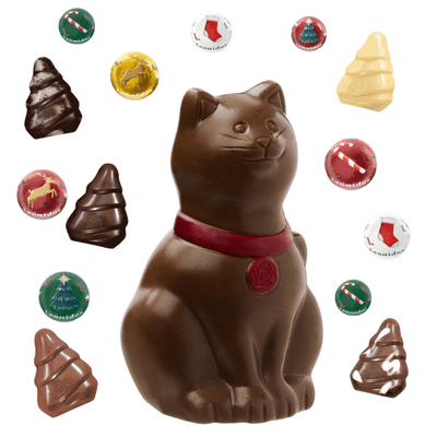 Leonidas Milk Chocolate Christmas Cat or Dog – Festive Hollow Figure with Novelty (Approx. 100g) Leonidas Kensington