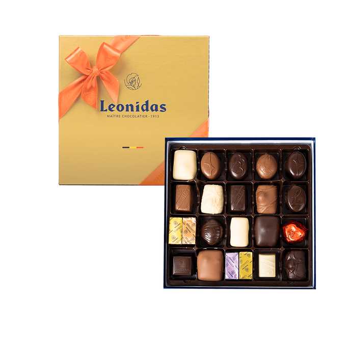Leonidas New Gold Heritage gift Box 22 pc Assorted, Milk, White