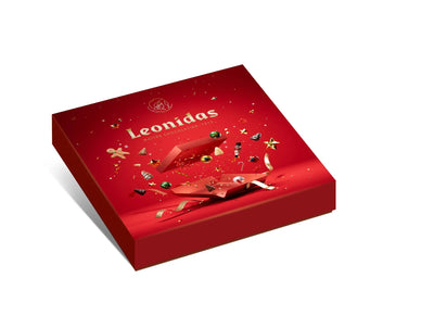 Leonidas Square Red Christmas Gift Box - 16 Xmas Assorted Pieces Leonidas Kensington