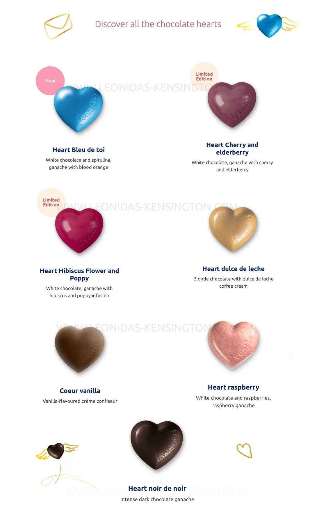 Leonidas Assorted Chocolate Hearts in Red Square Valentine Gift Box, 16 pc Leonidas Kensington