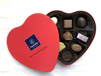 Leonidas Charming Heart Shaped Tin with 9 Piece Assorted Belgian Chocolates 135g Leonidas Kensington
