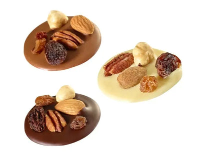 Leonidas Chocolate Assorted Mendiants, 200g of Milk, Dark & White Chocolate Discs, with Dried Fruits and Nuts Leonidas Kensington