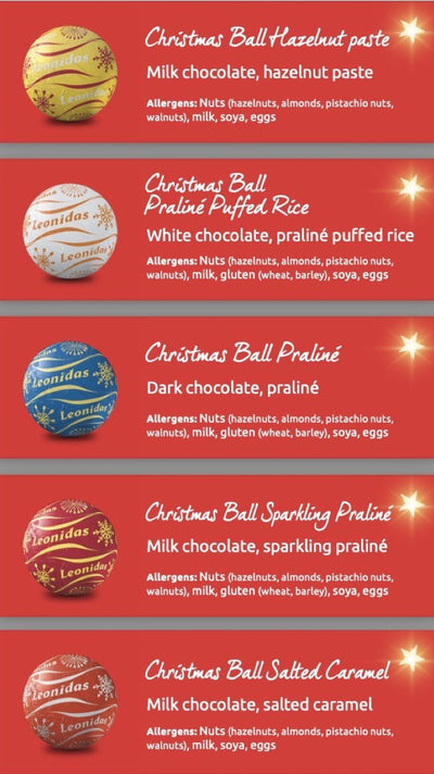 Leonidas Christmas Tree and Balls Pralines Chocolate Assortment Cube, 240g Leonidas Kensington