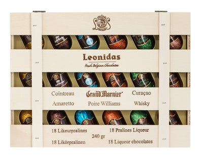 Leonidas Crate With Dark Chocolate Assorted Alcohol Liqueur filled 18 pc 240g freeshipping - Leonidas Kensington