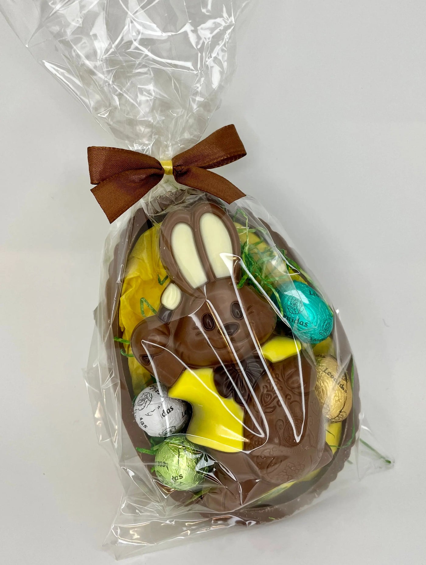 Leonidas Easter Milk Chocolate Half Shell With Bunny & Assorted Mini Eggs, 240g Leonidas Kensington
