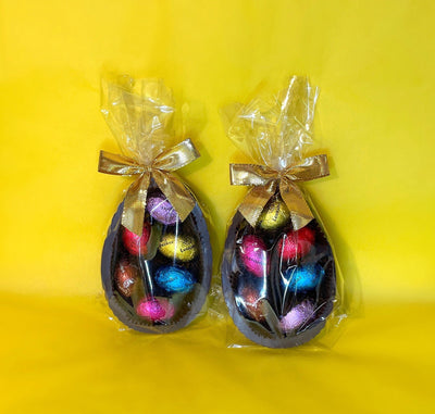 Leonidas Easter Set Of 2 Dark Chocolate Half Egg With Assorted Mini Eggs, 250g freeshipping - Leonidas Kensington