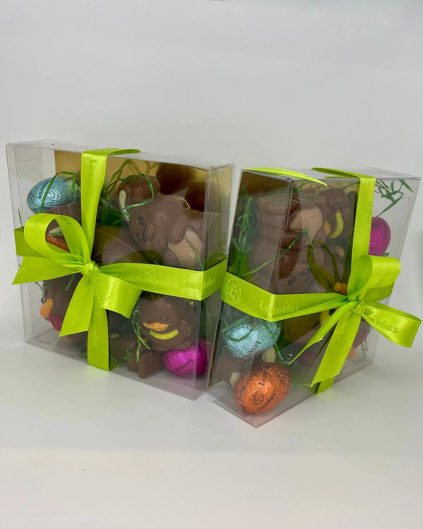 Leonidas Easter Set of 2 Small Plexi Box with Milk Chocolate Novelty and Assorted Mini Eggs, 230g Approx Leonidas Kensington