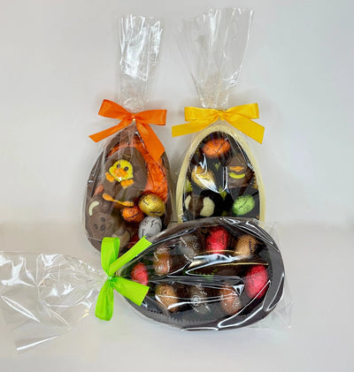 Leonidas Easter Set of 3 Milk, Dark & White Chocolate Half Egg Shell Filled with Novelty And Mini Eggs, 250g Approx Leonidas Kensington