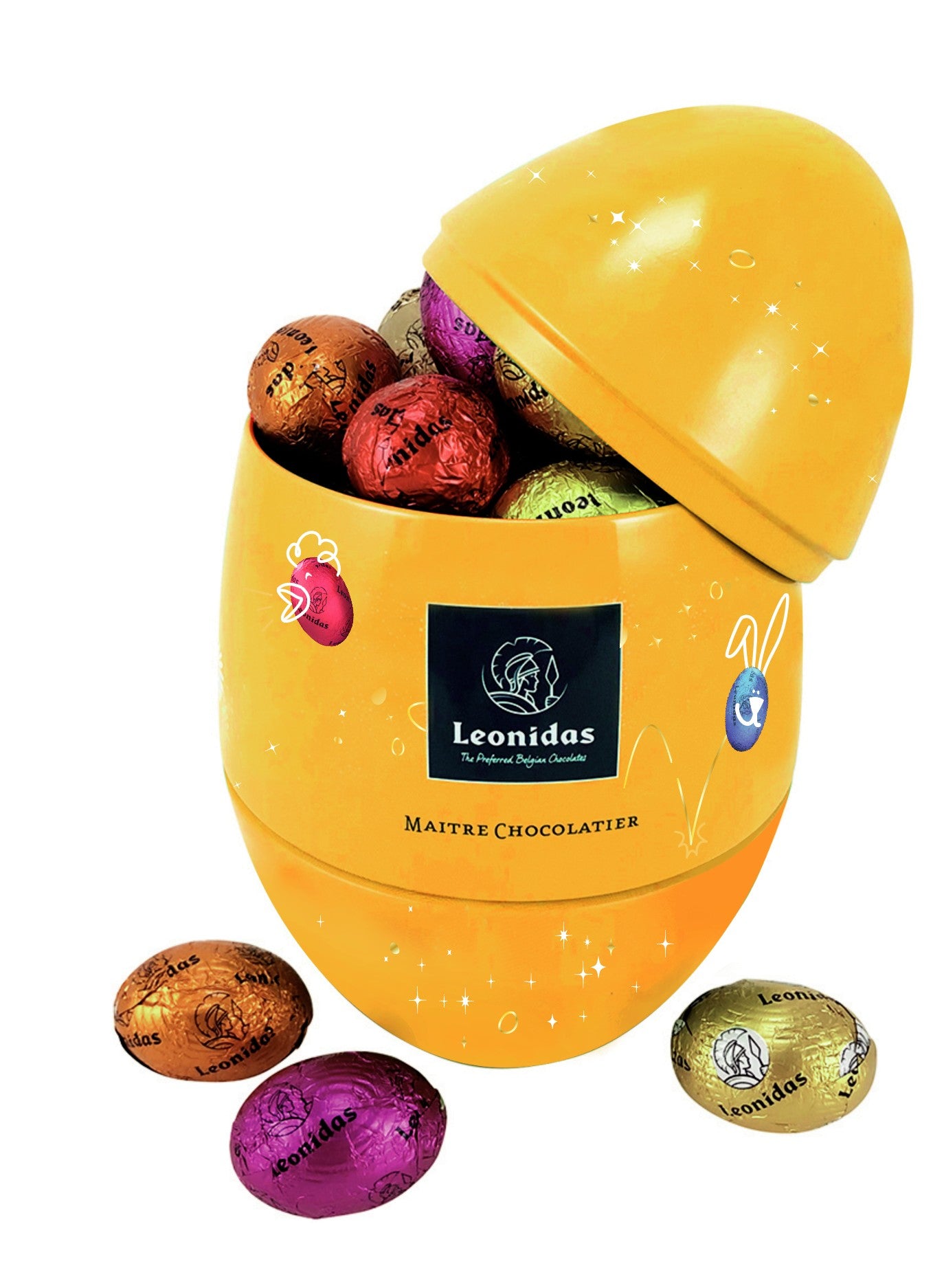 Leonidas Easter Tin Egg & Oval Green Box DUO, 50 Mini eggs Assorted Leonidas Kensington