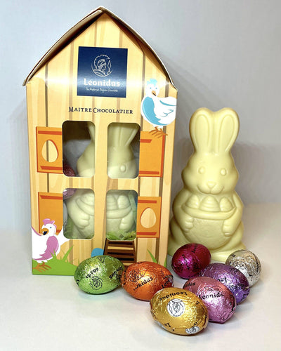 Leonidas Easter White Bunny In A Paper House, 130g freeshipping - Leonidas Kensington