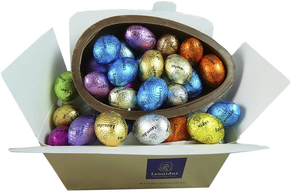 White Chocolate Easter Egg with 20 Assorted Leonidas Mini Eggs, Luxury Solid Belgian Chocolate, Assorted Flavours (344g) freeshipping - Leonidas Kensington